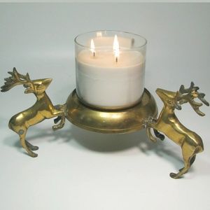 LAST DAY Solid Brass Reindeer Candle Holder